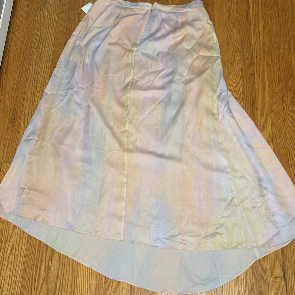 Vince Draped Midi Skirt in Rainbow Wash - Size 8 - Picture 8 of 16